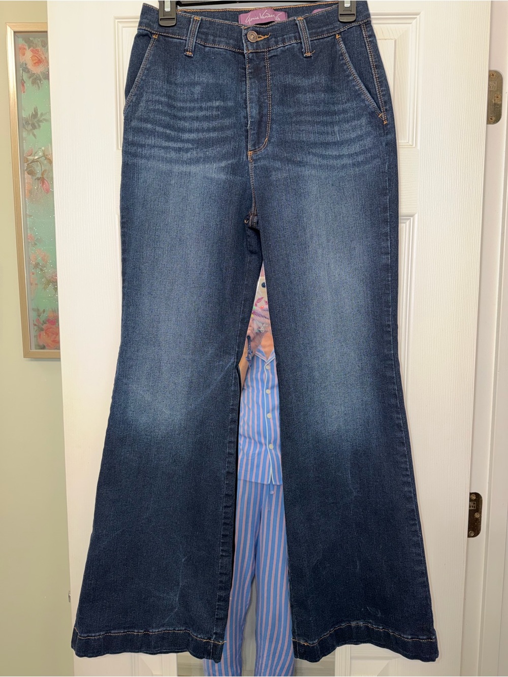 Gloria Vanderbilt Dark Blue Flare Jeans - High Rise Wide Leg